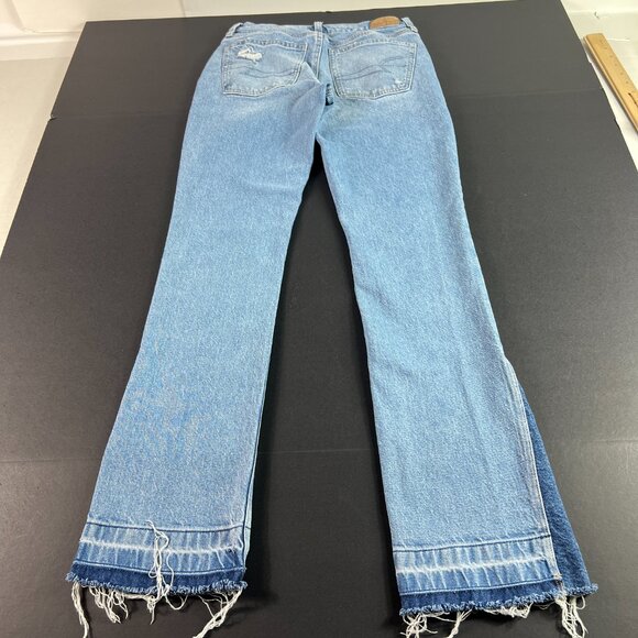 American Eagle Jean Women 27x30* 90s Low Rise Skinny Kick Boot Blue Denim Tag 0R - Picture 8 of 16